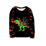 Halloween Matching Family Pajamas Dinosaur Spooky Saurus Pumpkin Ghost Faces Print Black Pajamas Set