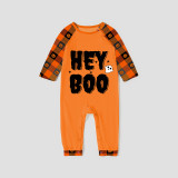 Halloween Matching Family Pajamas Hey Boo Orange Plaids Pajamas Set