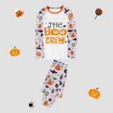 Halloween Matching Family Pajamas The Boo Crew Pumpkins Spiders White Pajamas Set
