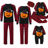 Halloween Matching Family Pajamas Witch Hat Pumpkin Black Pajamas Set