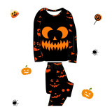 Halloween Matching Family Pajamas Sawtooth Ghostface Pumpkin Ghost Faces Print Black Pajamas Set