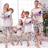Halloween Matching Family Pajamas The Boo Crew Skulls White Pajamas Set