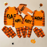 Halloween Matching Family Pajamas Dad Boy Mom Orange Plaids Pajamas Set