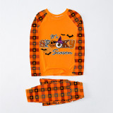Halloween Matching Family Pajamas Spooky Season Bats Orange Plaids Pajamas Set