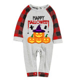 Halloween Matching Family Pajamas Happy Halloween Witch Hat Pumpkins Gray Pajamas Set