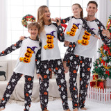Halloween Matching Family Pajamas Witch Hat Pumpkin White Pajamas Set