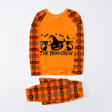 Halloween Matching Family Pajamas The Boo Crew Cats Witch Pumpkin Orange Plaids Pajamas Set
