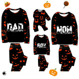 Halloween Matching Family Pajamas Dad Boy Mom Ghost Faces Print Black Pajamas Set