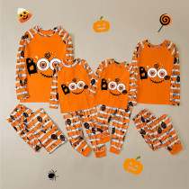 Halloween Matching Family Pajamas Boo Horror Eyes Orange Stripes Pajamas Set