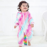 Baby Rainbow Unicorn Onesie Kigurumi Pajamas Animal Halloween Cosplay Costumes for Unisex Babys