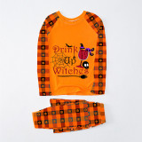 Halloween Matching Family Pajamas Drink Up Witches Orange Plaids Pajamas Set