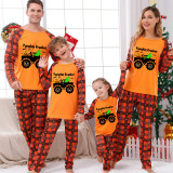 Halloween Matching Family Pajamas Pumpkin Crusher Orange Plaids Pajamas Set