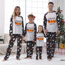 Halloween Matching Family Pajamas Evil Pumpkin Squad White Pajamas Set