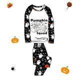 Halloween Matching Family Pajamas Pumpkin Squad Spider Web Squad White Pajamas Set