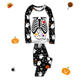Halloween Matching Family Pajamas Skeleton Bats White Pajamas Set
