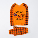 Halloween Matching Family Pajamas Evil Pumpkin Squad Orange Plaids Pajamas Set