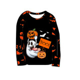 Halloween Matching Family Pajamas Pumpkin Ghost Boo Ghost Faces Print Black Pajamas Set