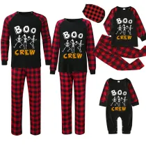 Halloween Matching Family Pajamas Boo Crew Skeletons Black Pajamas Set