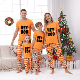 Halloween Matching Family Pajamas Hey Boo Orange Stripes Pajamas Set