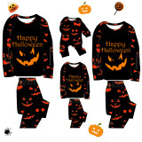 Halloween Matching Family Pajamas Happy Halloween Pumpkin Ghost Faces Print Black Pajamas Set