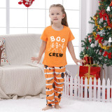 Halloween Matching Family Pajamas Boo Crew Skeletons Orange Stripes Pajamas Set