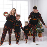 Halloween Matching Family Pajamas The Boo Crew Cats Witch Pumpkin Ghost Faces Print Black Pajamas Set