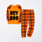 Halloween Matching Family Pajamas Hey Boo Orange Plaids Pajamas Set