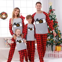 Halloween Matching Family Pajamas Pumpkin Witch Hat Ghost Gray Pajamas Set