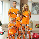 Halloween Matching Family Pajamas Boo Horror Eyes Orange Stripes Pajamas Set