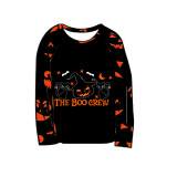 Halloween Matching Family Pajamas The Boo Crew Cats Witch Pumpkin Ghost Faces Print Black Pajamas Set