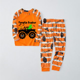 Halloween Matching Family Pajamas Pumpkin Crusher Orange Stripes Pajamas Set