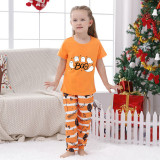 Halloween Matching Family Pajamas Ghosts Boo Orange Stripes Pajamas Set