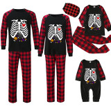 Halloween Matching Family Pajamas Skeleton Bats Black Pajamas Set