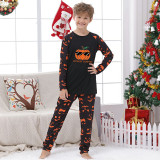 Halloween Matching Family Pajamas Coolest Pumpkin Pumpkin Ghost Faces Print Black Pajamas Set