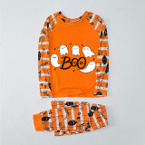 Halloween Matching Family Pajamas Ghosts Boo Orange Stripes Pajamas Set