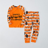 Halloween Matching Family Pajamas Ghost Faces Happy Halloween Orange Stripes Pajamas Set