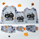 Halloween Matching Family Pajamas Ghost Face Pumpkins Happy Halloween White Pajamas Set