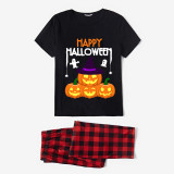 Halloween Matching Family Pajamas Happy Halloween Witch Hat Pumpkins Black Pajamas Set