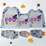 Halloween Matching Family Pajamas The Boo Crew Skulls White Pajamas Set