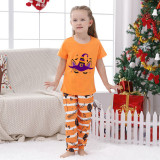 Halloween Matching Family Pajamas Witch Hat Unicorn Orange Stripes Pajamas Set