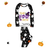 Halloween Matching Family Pajamas The Boo Crew Skulls White Pajamas Set