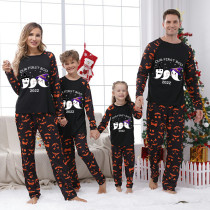 2022 Halloween Matching Family Pajamas Our First Boo Pumpkin Ghost Faces Print Black Pajamas Set