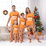 Halloween Matching Family Pajamas The Boo Crew Pumpkins Spiders Orange Stripes Pajamas Set