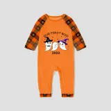 2022 Halloween Matching Family Pajamas Our First Boo Orange Plaids Pajamas Set