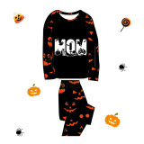 Halloween Matching Family Pajamas Dad Boy Mom Ghost Faces Print Black Pajamas Set