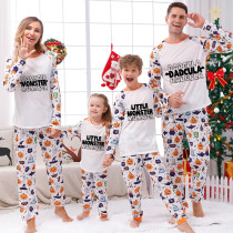 Halloween Matching Family Pajamas Dadcula Momster Little Monster White Pajamas Set