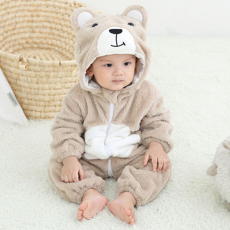 Baby Brown Bear Onesie Kigurumi Pajamas Kids Animal Halloween Cosplay Costumes for Unisex Baby