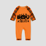 Halloween Matching Family Pajamas Pumpkin Bats Boo Squad Skulls Orange Plaids Pajamas Set