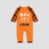 Halloween Matching Family Pajamas Boo Crew Skeletons Orange Plaids Pajamas Set