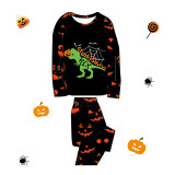 Halloween Matching Family Pajamas Dinosaur Spooky Saurus Pumpkin Ghost Faces Print Black Pajamas Set